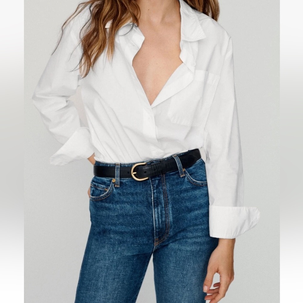 JENNI KAYNE White Boyfriend Poplin Button Down Shirt XS